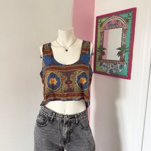 Spooy Love Multicolor Paisley Button-Up Top - Blue/Gold/Red